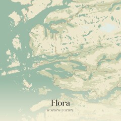 Vintage map of Flora, Norway.