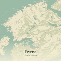 Vintage map of Fræna, Norway.
