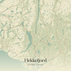 Vintage map of Flekkefjord, Norway.