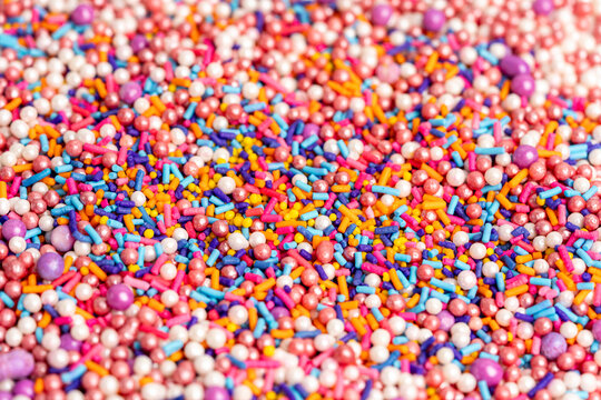 Close up of cake decorating sprinkles 