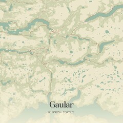 Vintage map of Gaular, Norway.