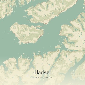 Vintage map of Hadsel, Norway.