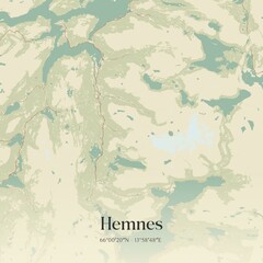 Vintage map of Hemnes, Norway.