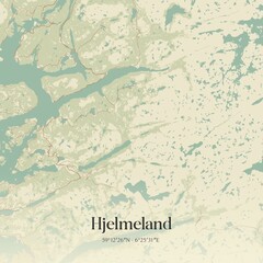 Vintage map of Hjelmeland, Norway.