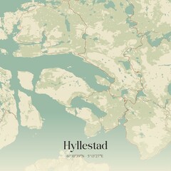 Vintage map of Hyllestad, Norway.