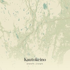 Vintage map of Kautokeino, Norway.