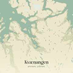 Vintage map of Kvænangen, Norway.