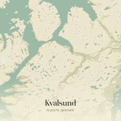 Vintage map of Kvalsund, Norway.