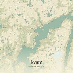Obraz premium Vintage map of Kvam, Norway.
