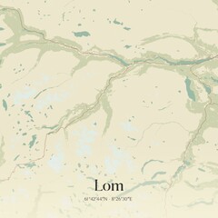 Obraz premium Vintage map of Lom, Norway.