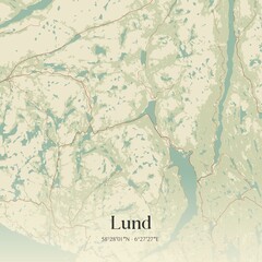 Obraz premium Vintage map of Lund, Norway.