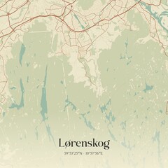 Vintage map of Lørenskog, Norway.