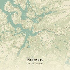 Fototapeta premium Vintage map of Namsos, Norway.