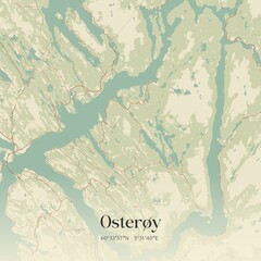 Vintage map of Osterøy, Norway.