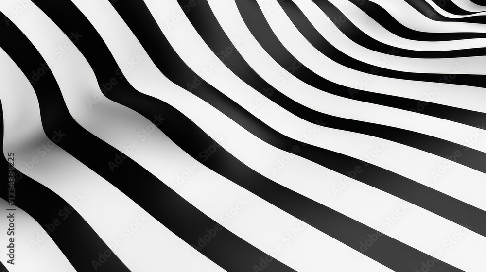 Poster abstract black and white striped pattern creating a wave effect, suitable for design backgrounds