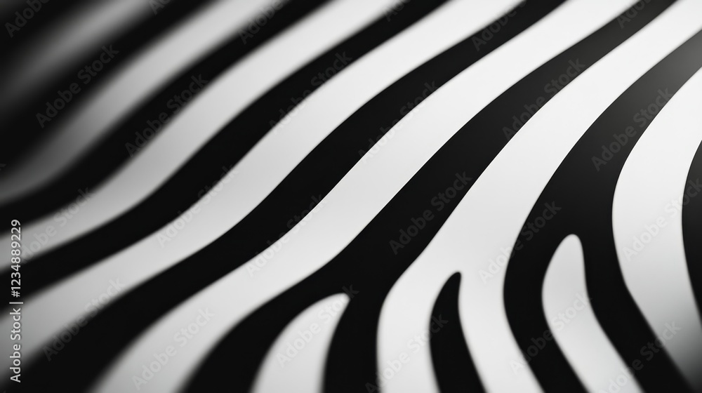 Poster abstract close-up of smooth black and white zebra stripe creating a dynamic and modern pattern
