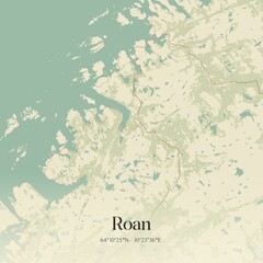 Vintage map of Roan, Norway.