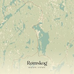 Vintage map of Rømskog, Norway.