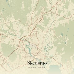 Fototapeta premium Vintage map of Skedsmo, Norway.
