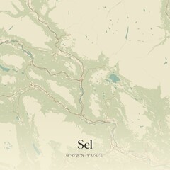 Vintage map of Sel, Norway.