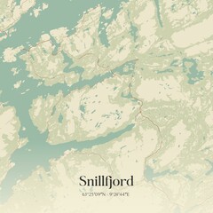 Vintage map of Snillfjord, Norway.