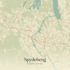 Fototapeta premium Vintage map of Spydeberg, Norway.