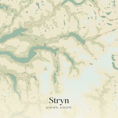 Vintage map of Stryn, Norway.