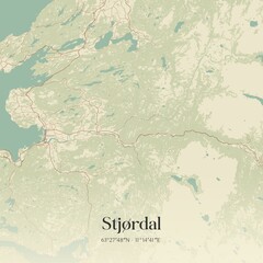 Vintage map of Stjørdal, Norway.