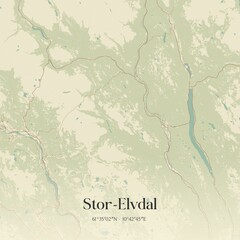 Vintage map of Stor-Elvdal, Norway.