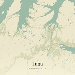 Obraz premium Vintage map of Tana, Norway.