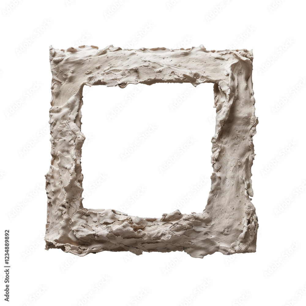 Aufkleber textured clay frame with rough edges and intricate handmade design