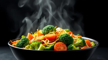 Steaming carrots and broccoli in a bowl, symbolizing healthy eating.