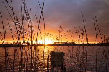 Lakeside at sunset.