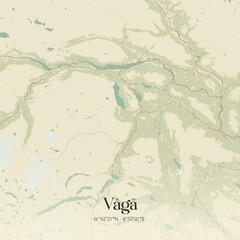 Vintage map of Vaga, Norway.