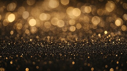 Black bokeh golden glitter, banner background for special day or month like the oscars, black friday, New Year, Decoration Day, or christmas