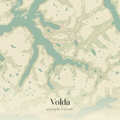 Vintage map of Volda, Norway.