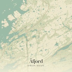 Vintage map of �fjord, Norway.