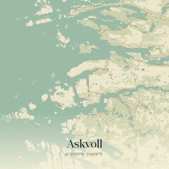 Vintage map of Askvoll, Norway.