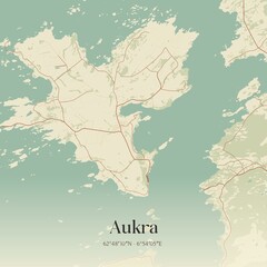 Obraz premium Vintage map of Aukra, Norway.