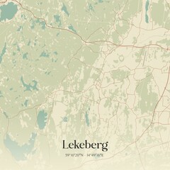 Vintage map of Lekeberg, Sweden. 