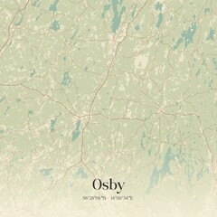 Vintage map of Osby, Sweden. 