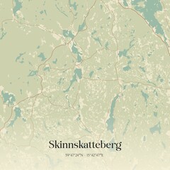 Vintage map of Skinnskatteberg, Sweden. 