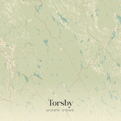 Vintage map of Torsby, Sweden. 