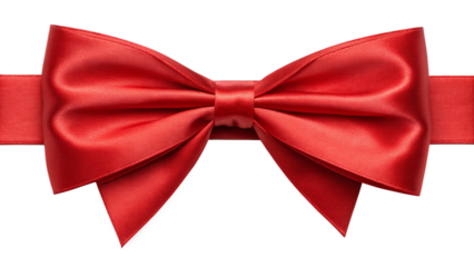 Red satin gift ribbon and bow PNG with transparent background, perfect for holiday celebrations like Christmas, Birthdays, or Valentine's Day. Ideal for wrapping and decoration