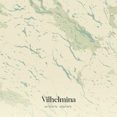 Vintage map of Vilhelmina, Sweden. 