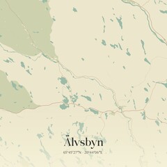 Vintage map of �lvsbyn, Sweden. 