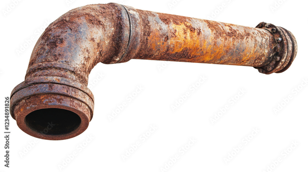 Poster rusty metal pipe with transparent background representing decaying infrastructure