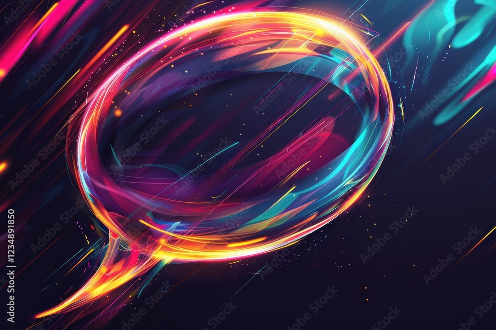 Aufkleber dynamic glossy speech bubble with abstract colorful light streaks for modern design themes