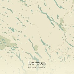 Vintage map of Dorotea, Sweden. 