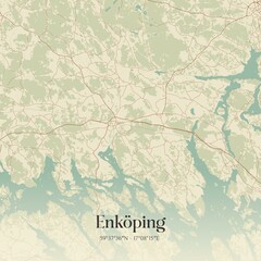 Vintage map of Enk�ping, Sweden. 